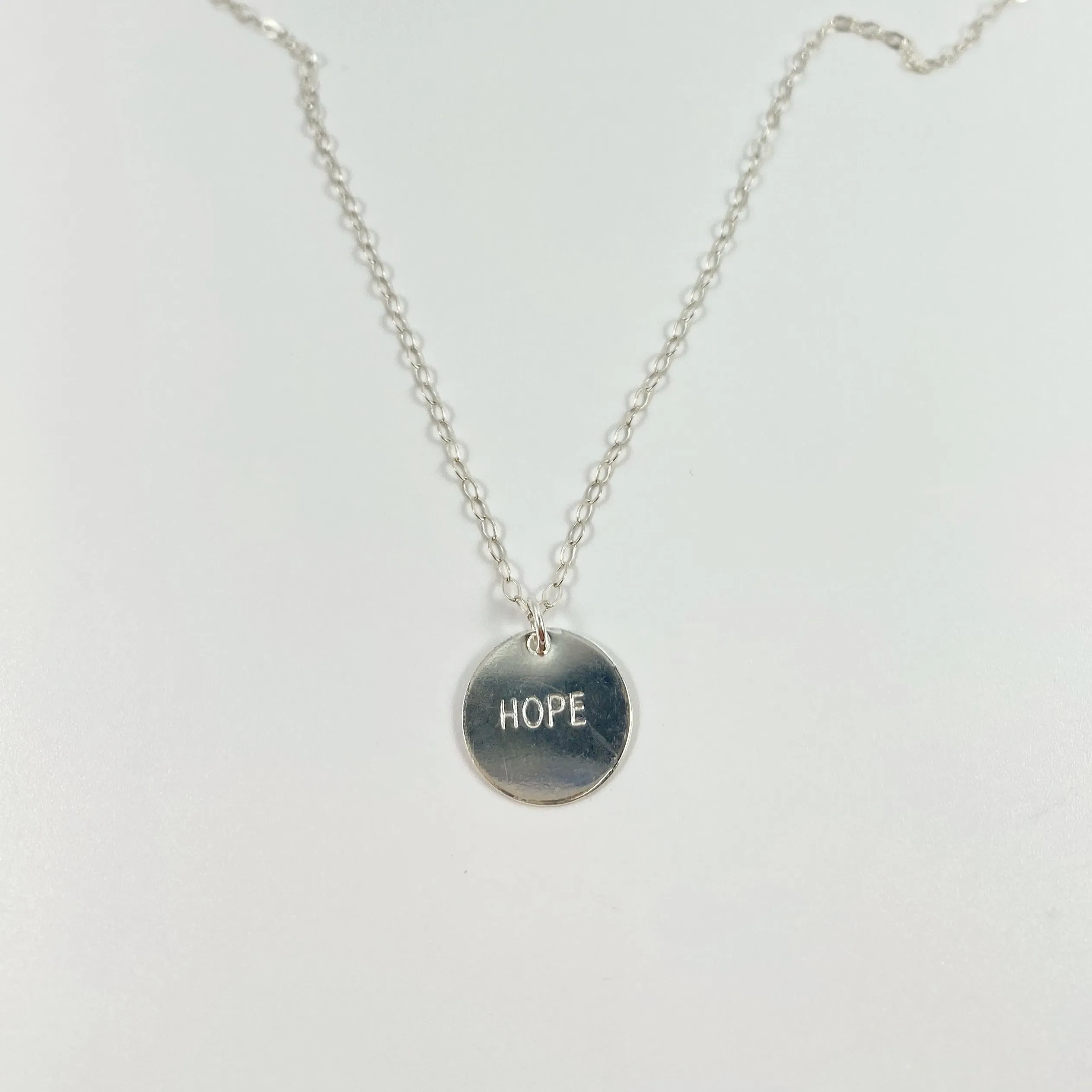 Hand Stamped HOPE Disk Necklace