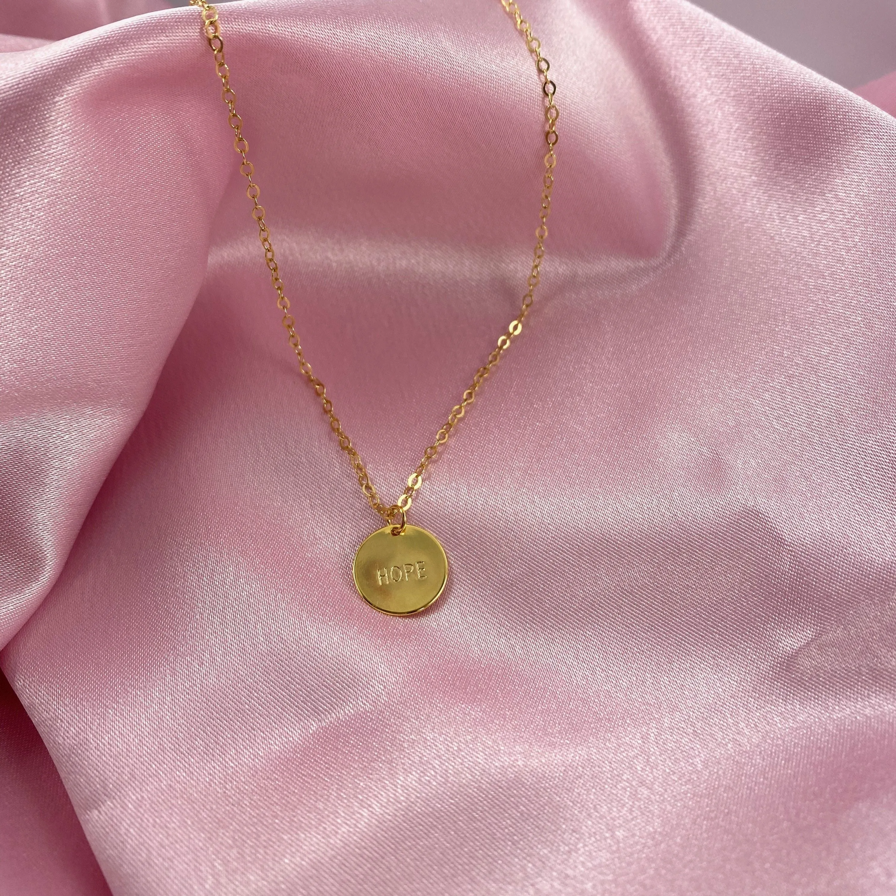 Hand Stamped HOPE Disk Necklace