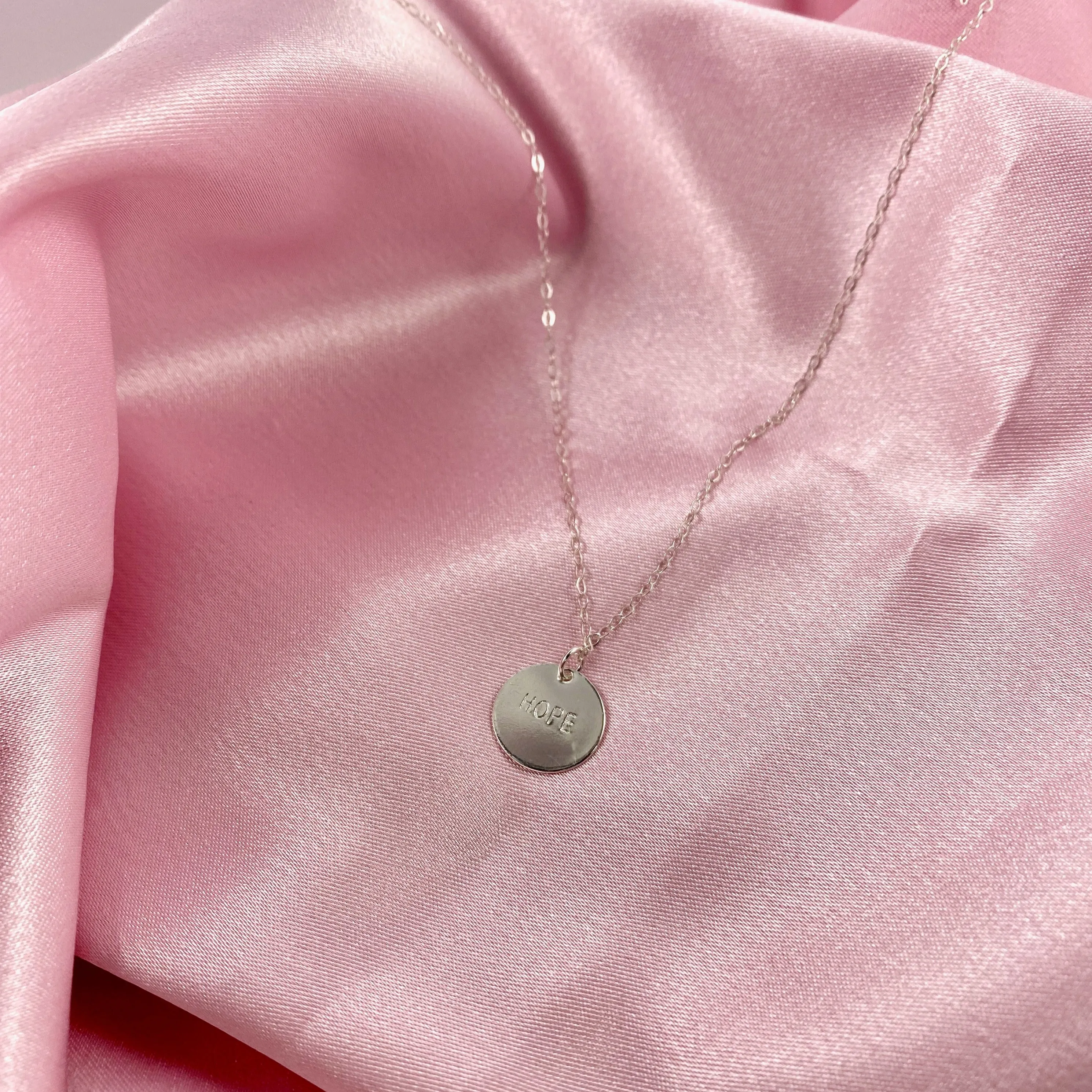 Hand Stamped HOPE Disk Necklace