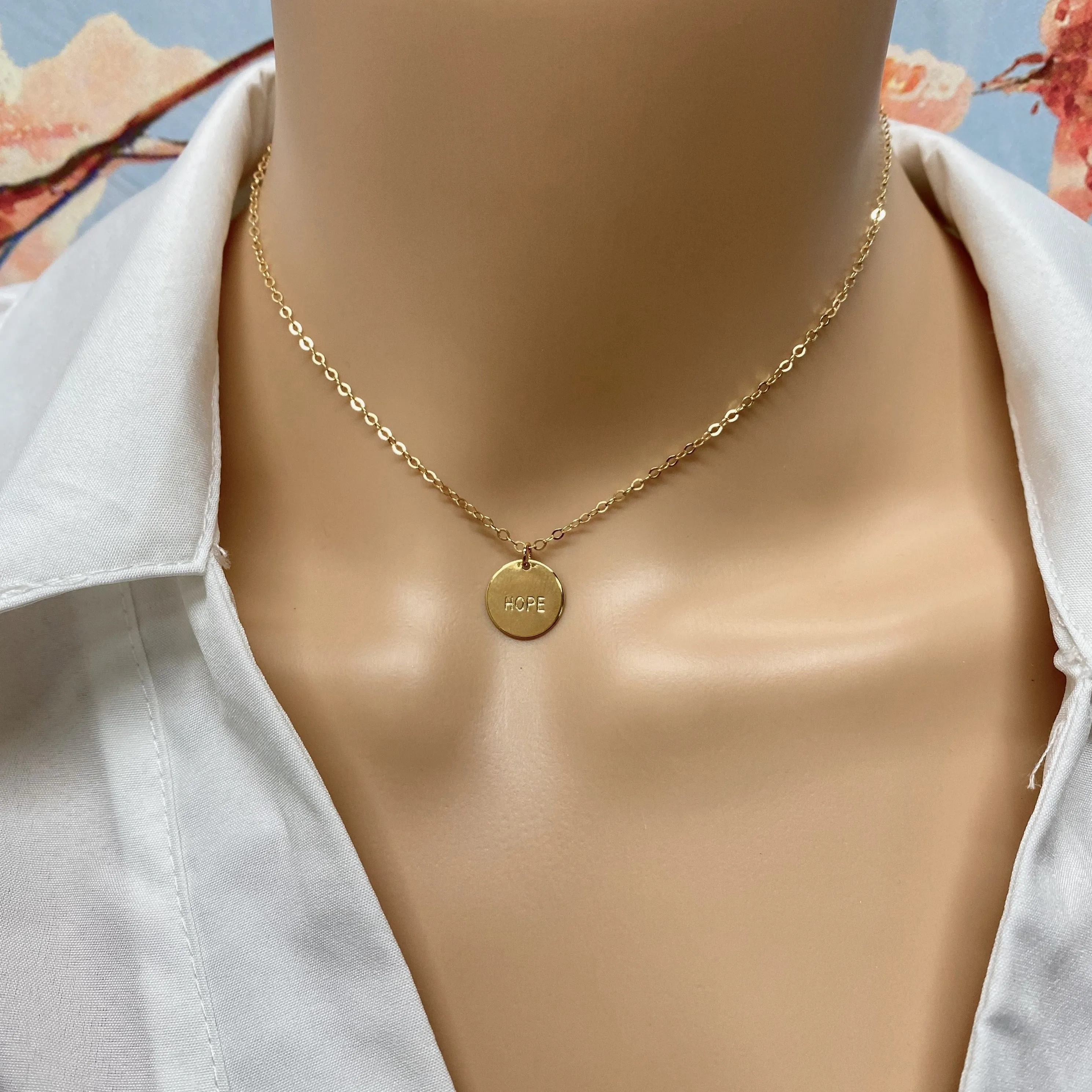 Hand Stamped HOPE Disk Necklace