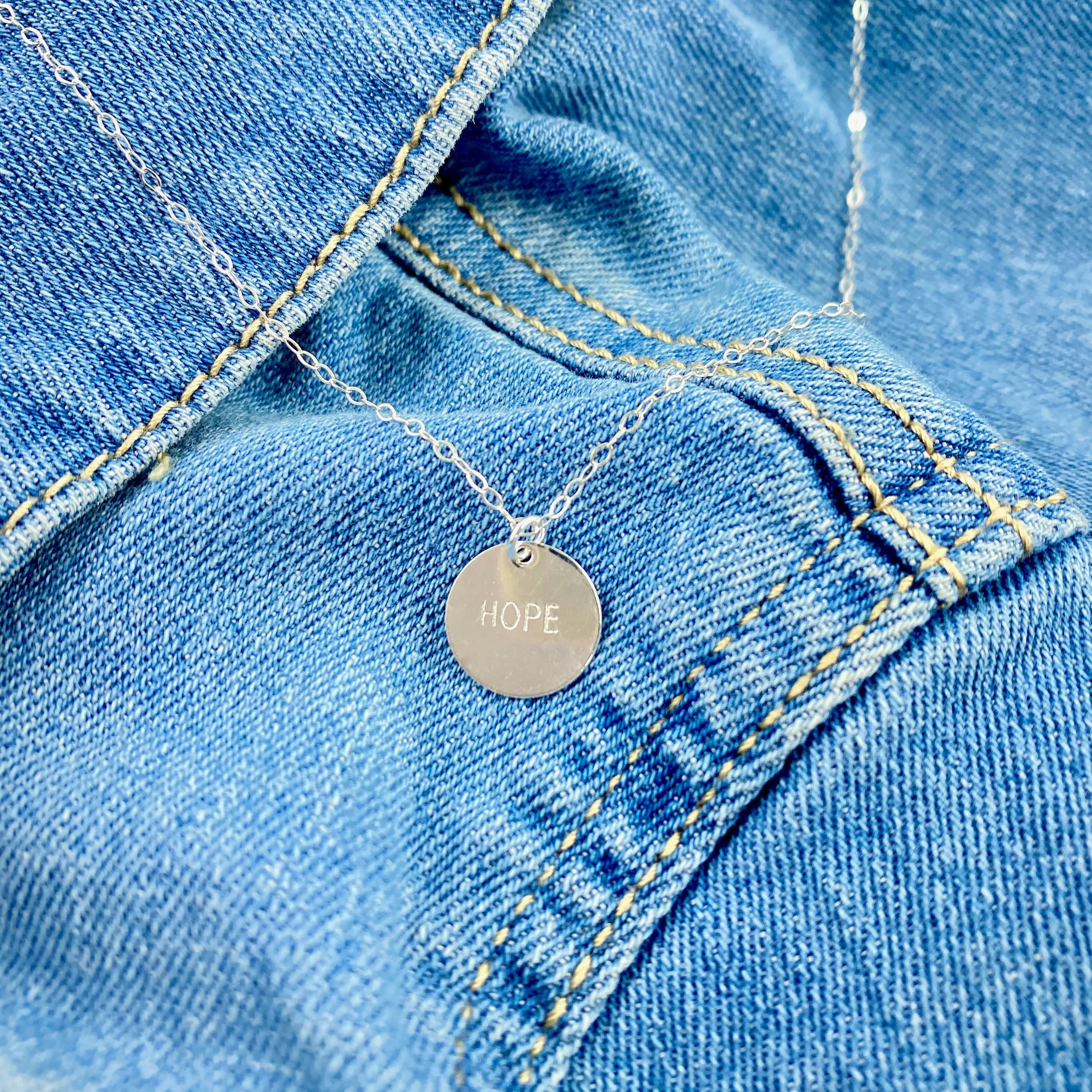 Hand Stamped HOPE Disk Necklace