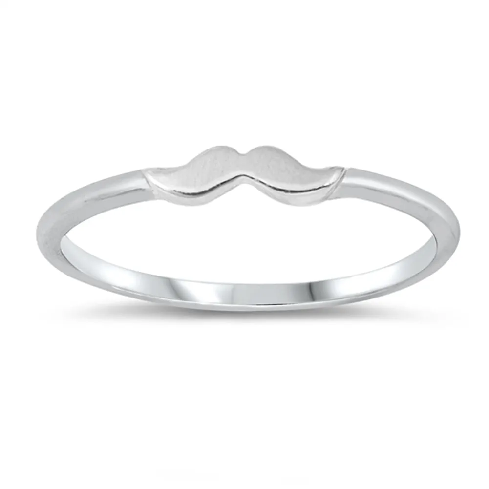 Handlebar Mustache Wholesale Ring New .925 Solid Sterling Silver Band Sizes 4-10