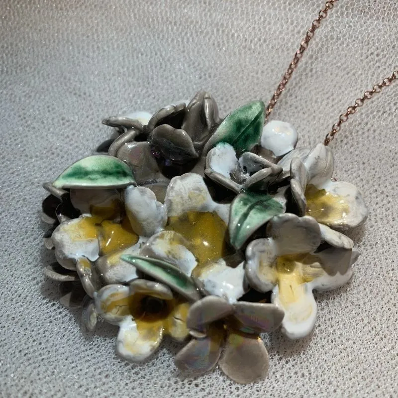 Handmade Ceramic Little Flowers Pendant