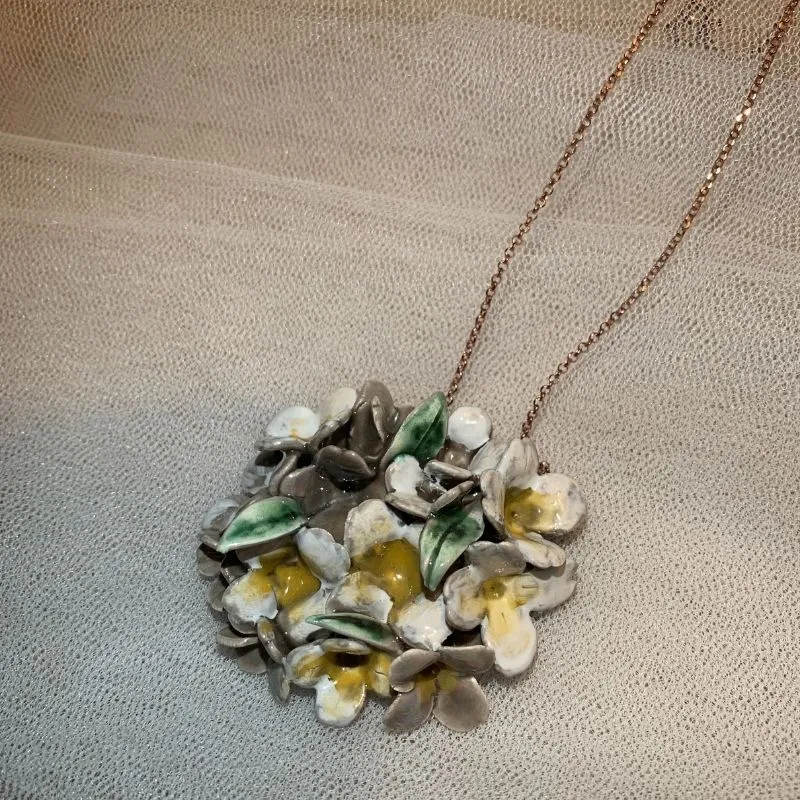 Handmade Ceramic Little Flowers Pendant
