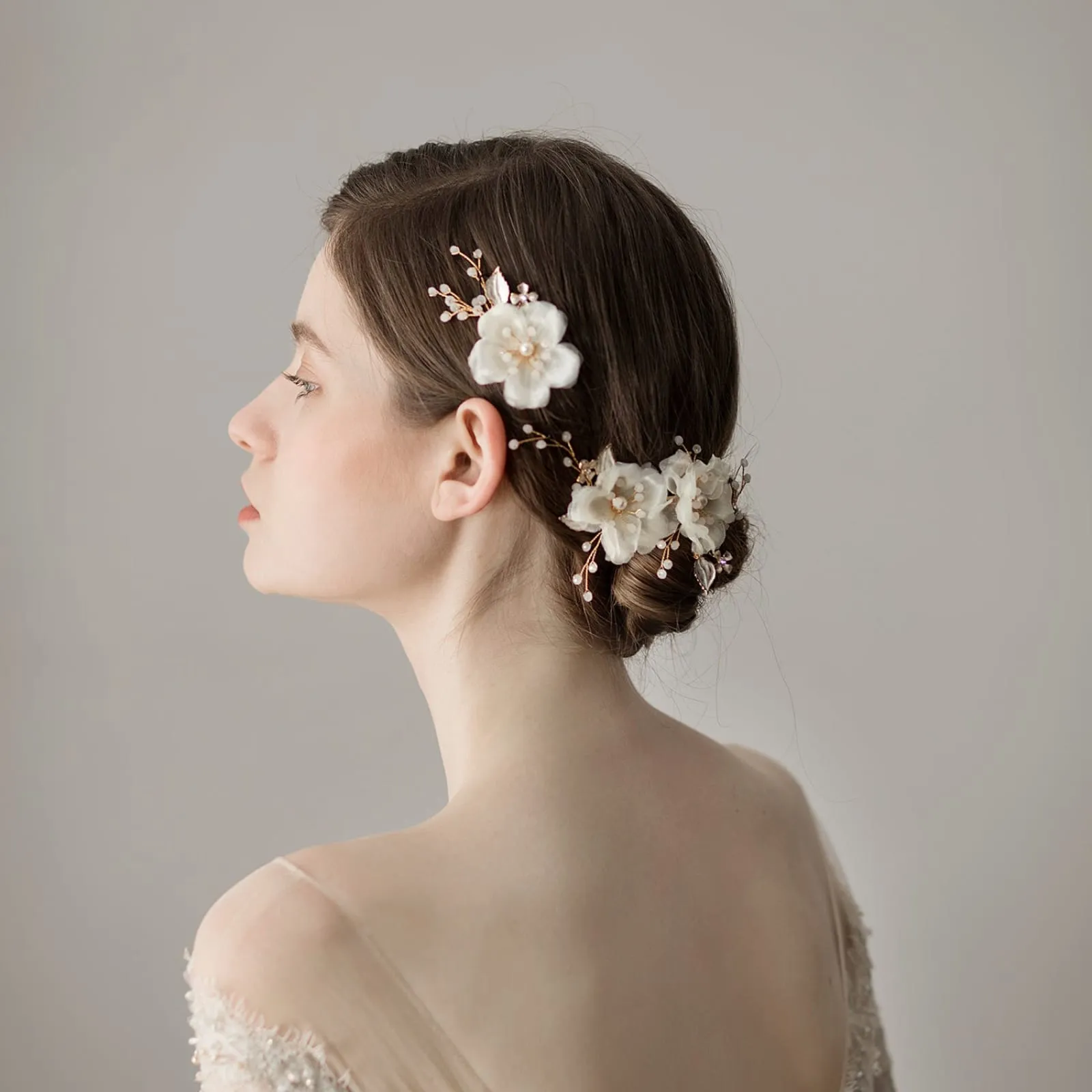 Handmade Chiffon Flowers Hairpin Suit Bridal Hair Wedding Headdress Accessory