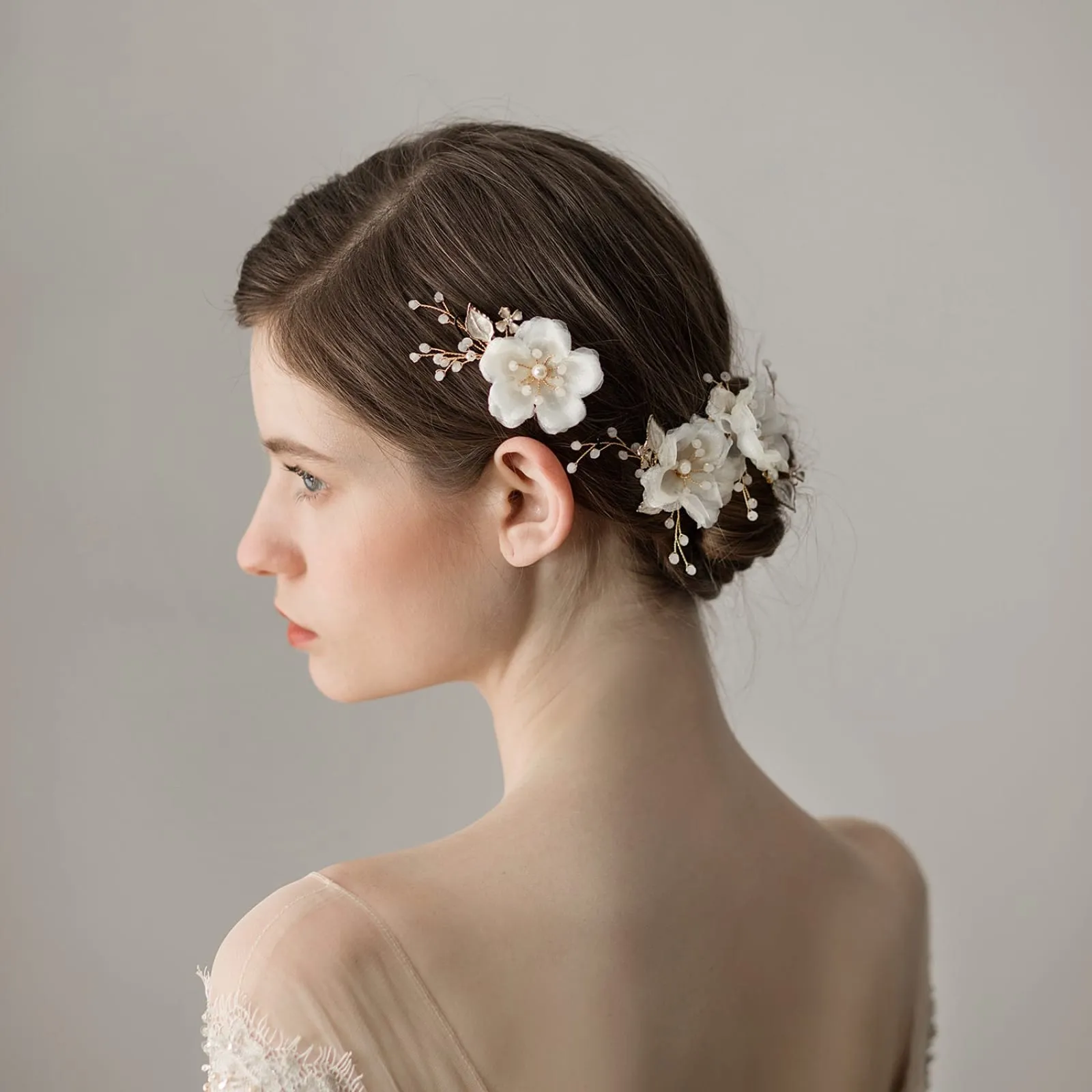 Handmade Chiffon Flowers Hairpin Suit Bridal Hair Wedding Headdress Accessory