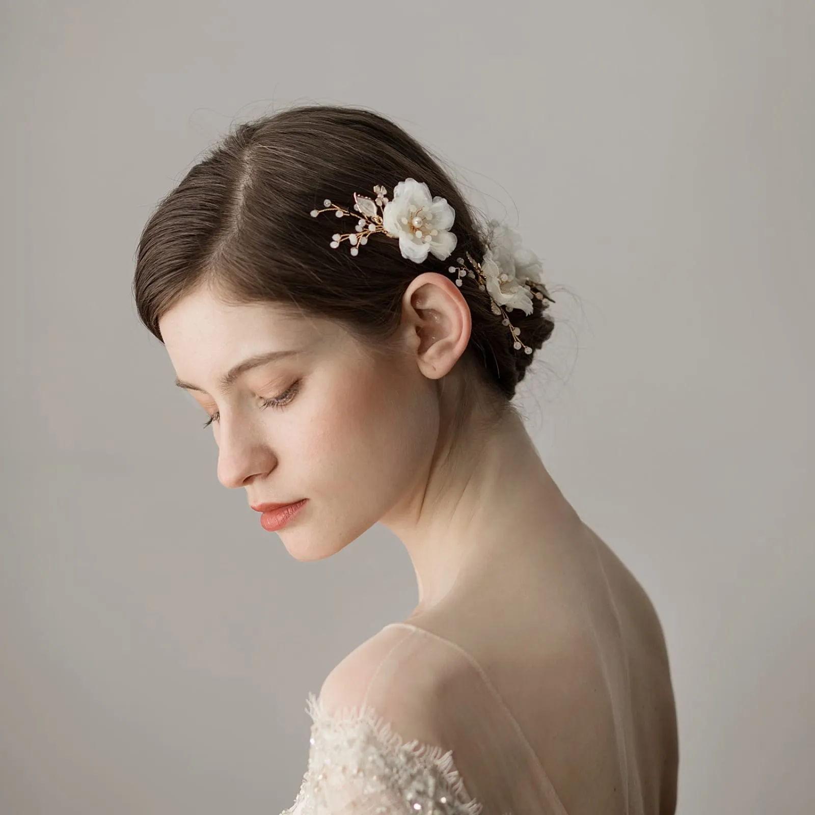 Handmade Chiffon Flowers Hairpin Suit Bridal Hair Wedding Headdress Accessory