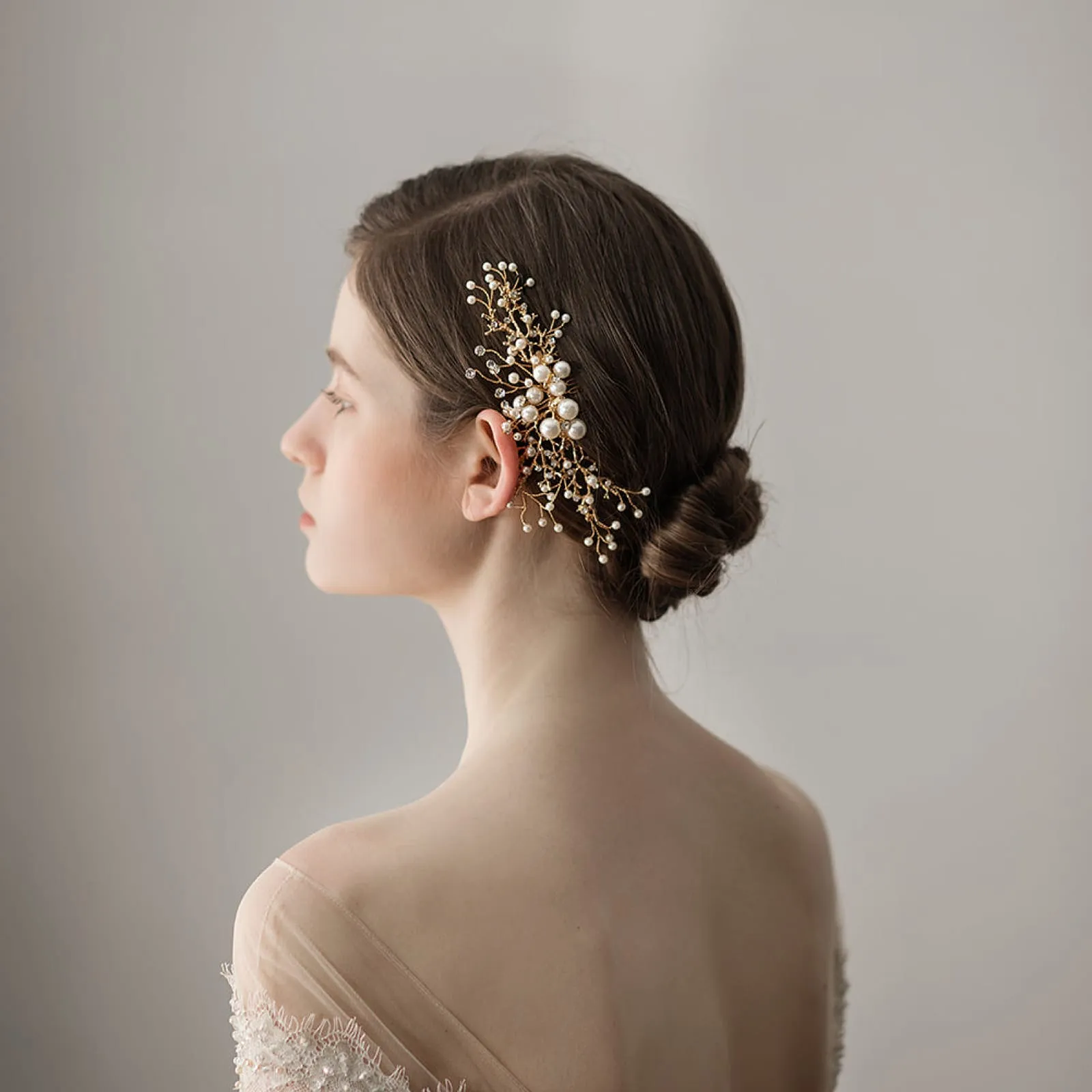 Handmade Pearls Alloy Bridal Hair Comb Wedding Headdress Hair Accessory Women