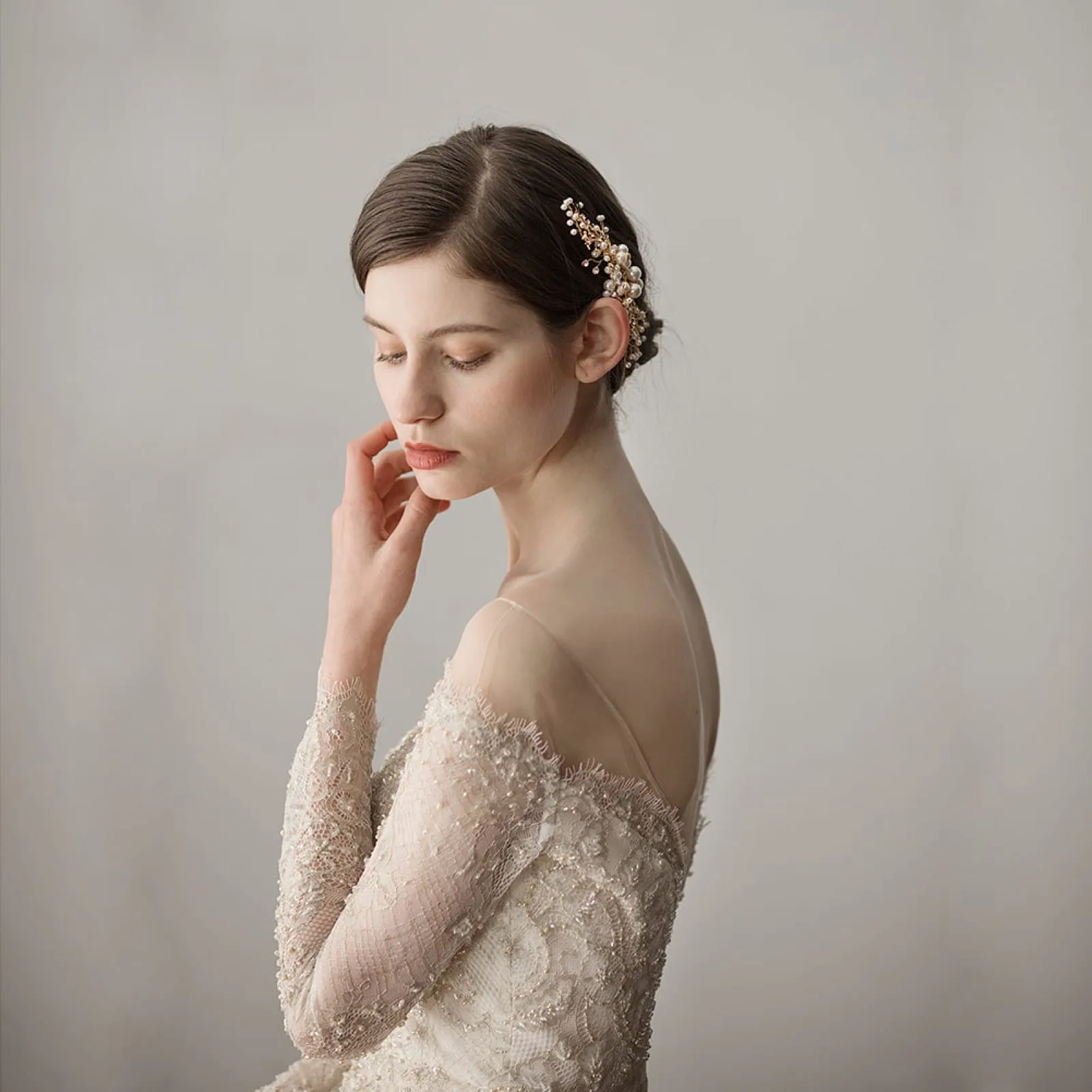 Handmade Pearls Alloy Bridal Hair Comb Wedding Headdress Hair Accessory Women