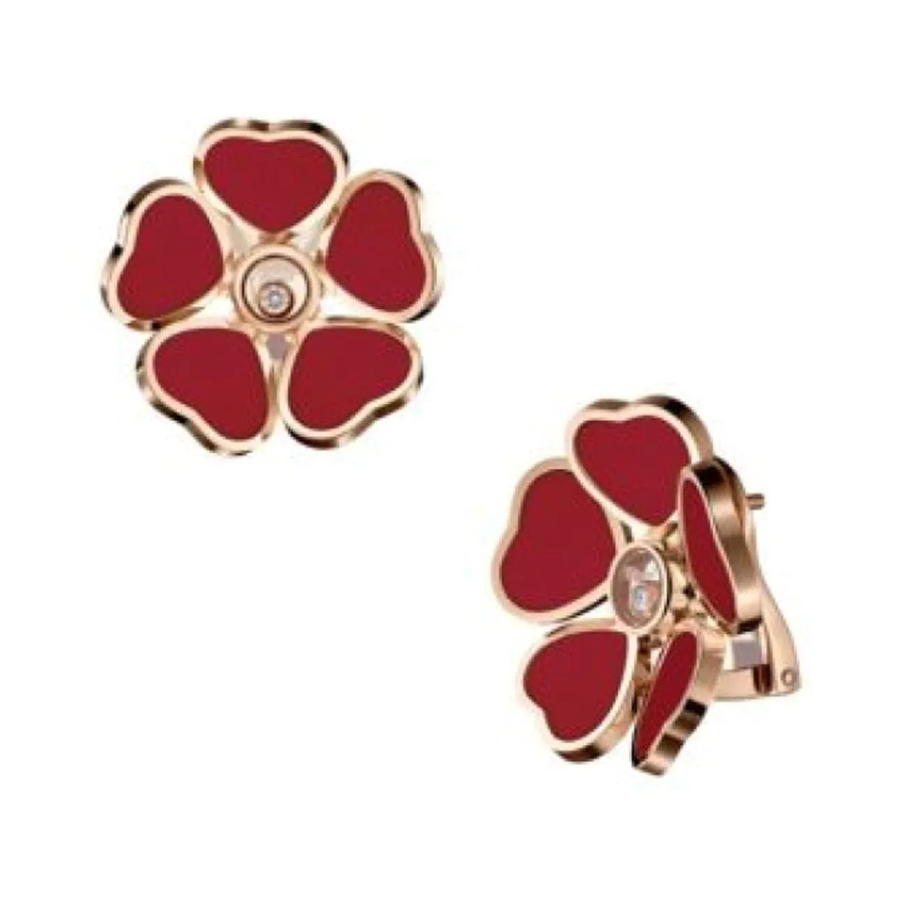 Happy Hearts Flowers Ethical Rose Gold Carnelian Diamond Earrings