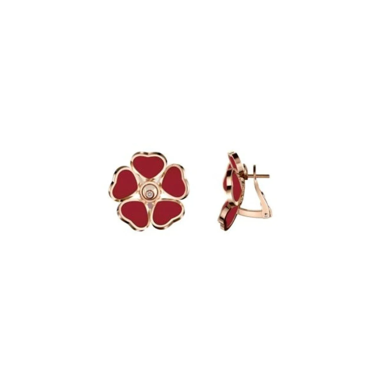 Happy Hearts Flowers Ethical Rose Gold Carnelian Diamond Earrings