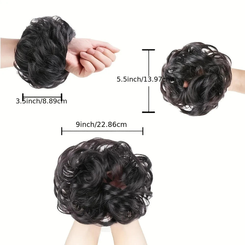 Heat Resistant Synthetic Fiber Messy Bun Hair Piece - Wavy Curly Hair Bun for Women