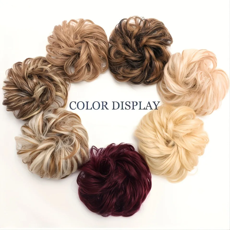 Heat Resistant Synthetic Fiber Messy Bun Hair Piece - Wavy Curly Hair Bun for Women
