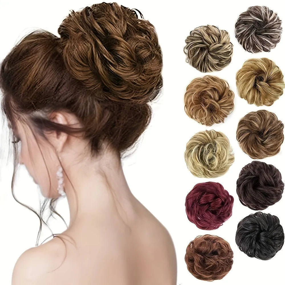 Heat Resistant Synthetic Fiber Messy Bun Hair Piece - Wavy Curly Hair Bun for Women