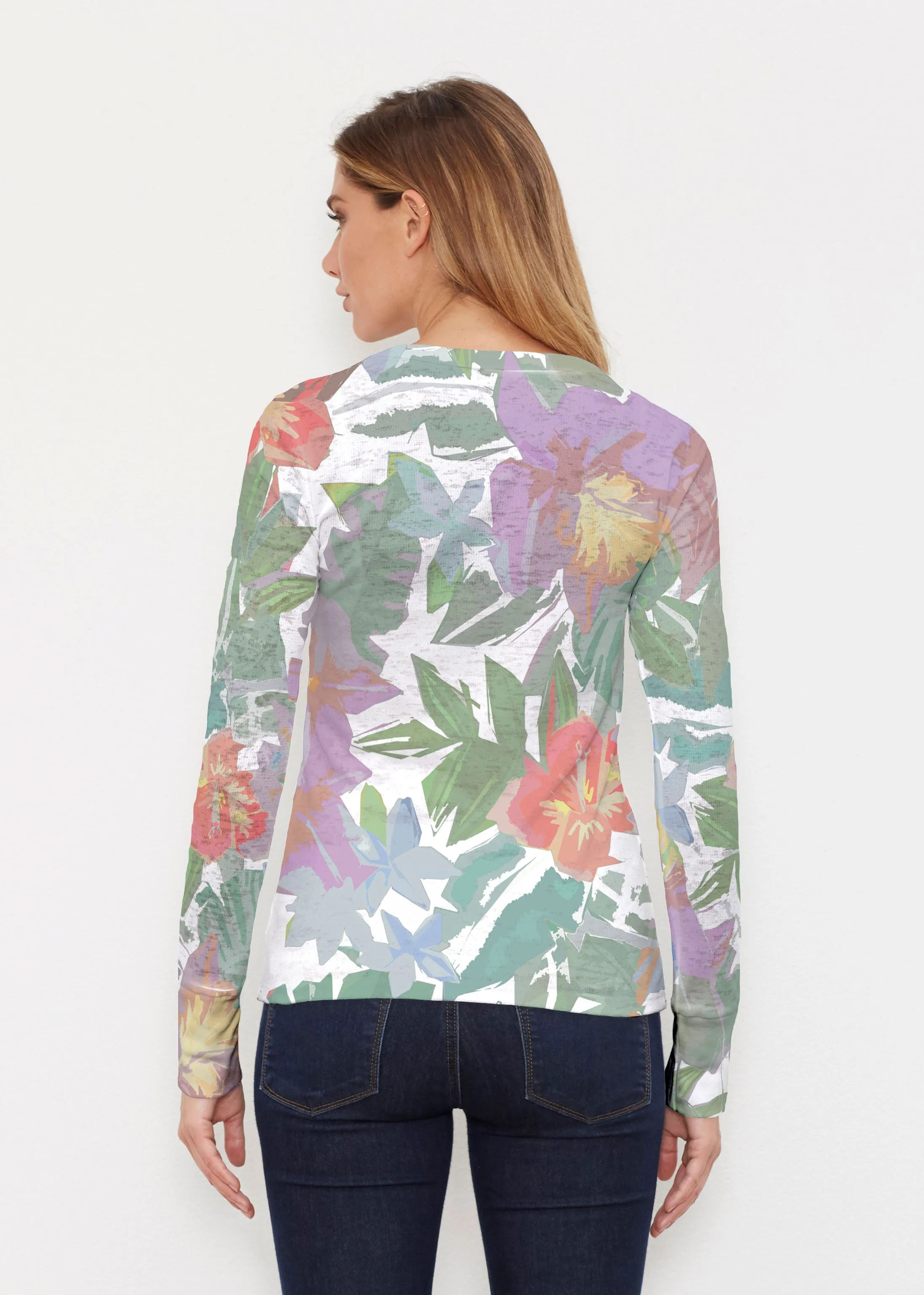 Hibiscus Island (19212) ~ Thermal Long Sleeve Crew Shirt