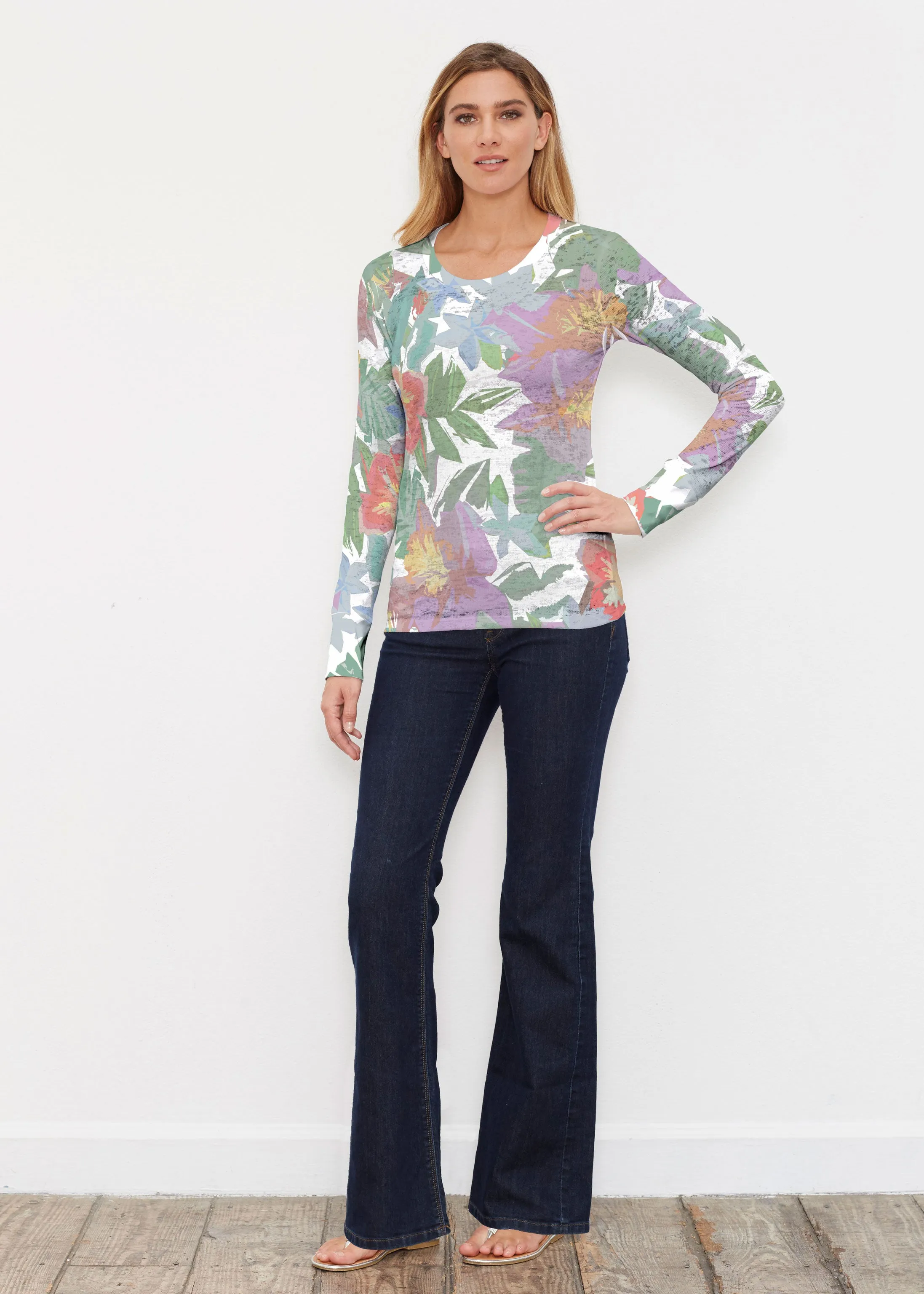 Hibiscus Island (19212) ~ Thermal Long Sleeve Crew Shirt