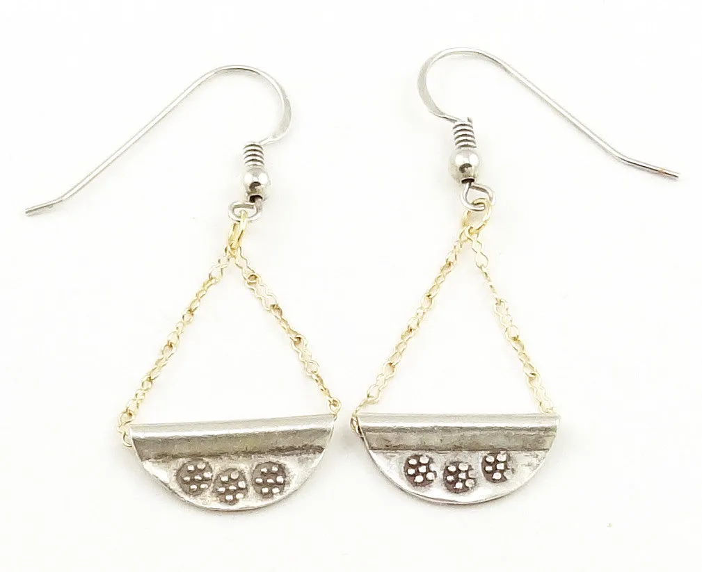Hill Tribe Silver Crescent Dangle Earrings