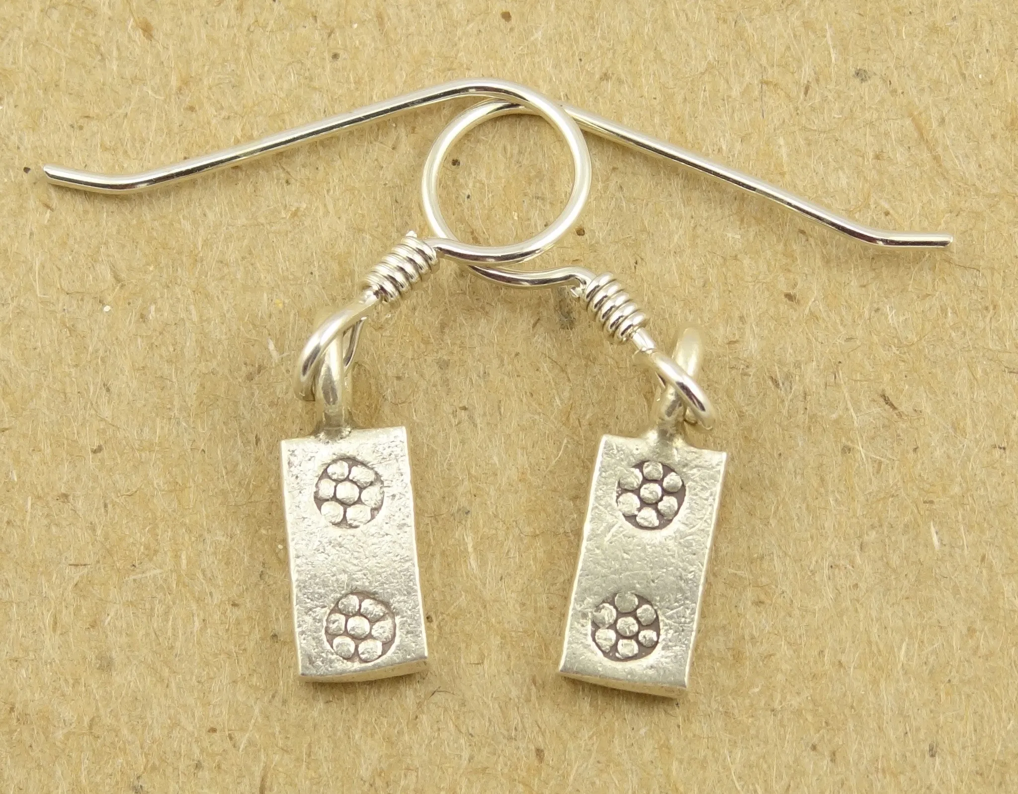 Hill Tribe Silver Stamped Rectangle Earrings