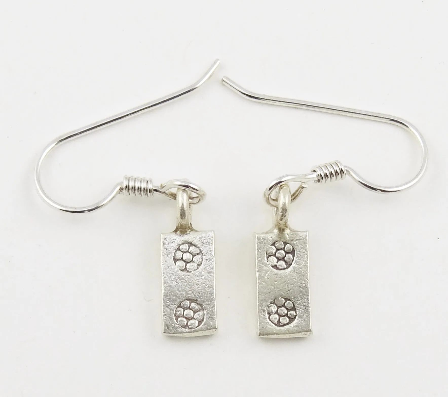 Hill Tribe Silver Stamped Rectangle Earrings
