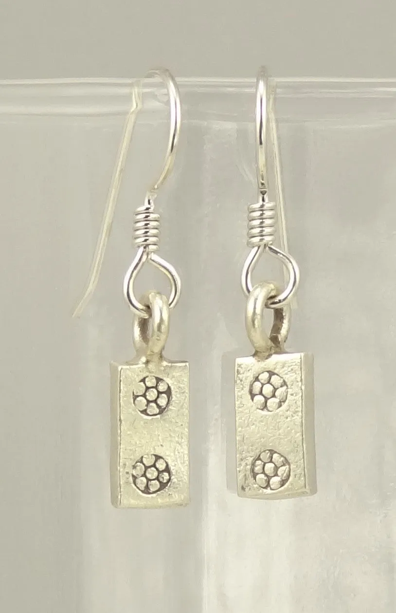 Hill Tribe Silver Stamped Rectangle Earrings