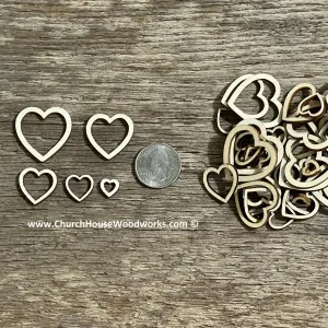 Hollow Wood Hearts Mix Sizes - 50 ct