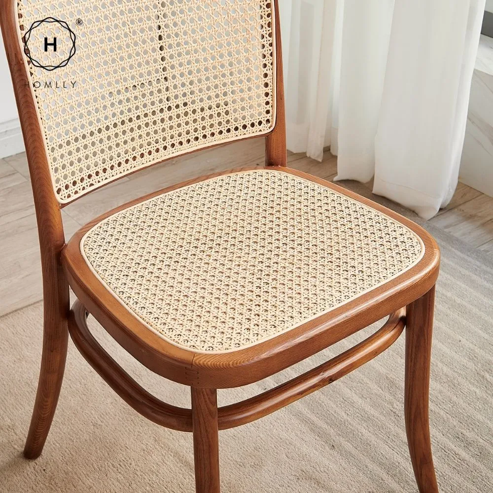 Homlly Natural Rattan Solid Wood Dining Chair