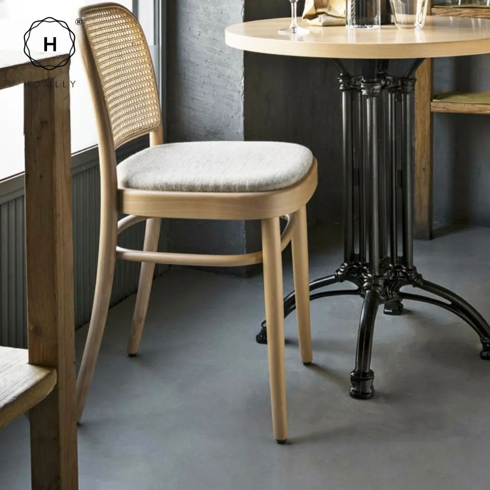 Homlly Natural Rattan Solid Wood Dining Chair