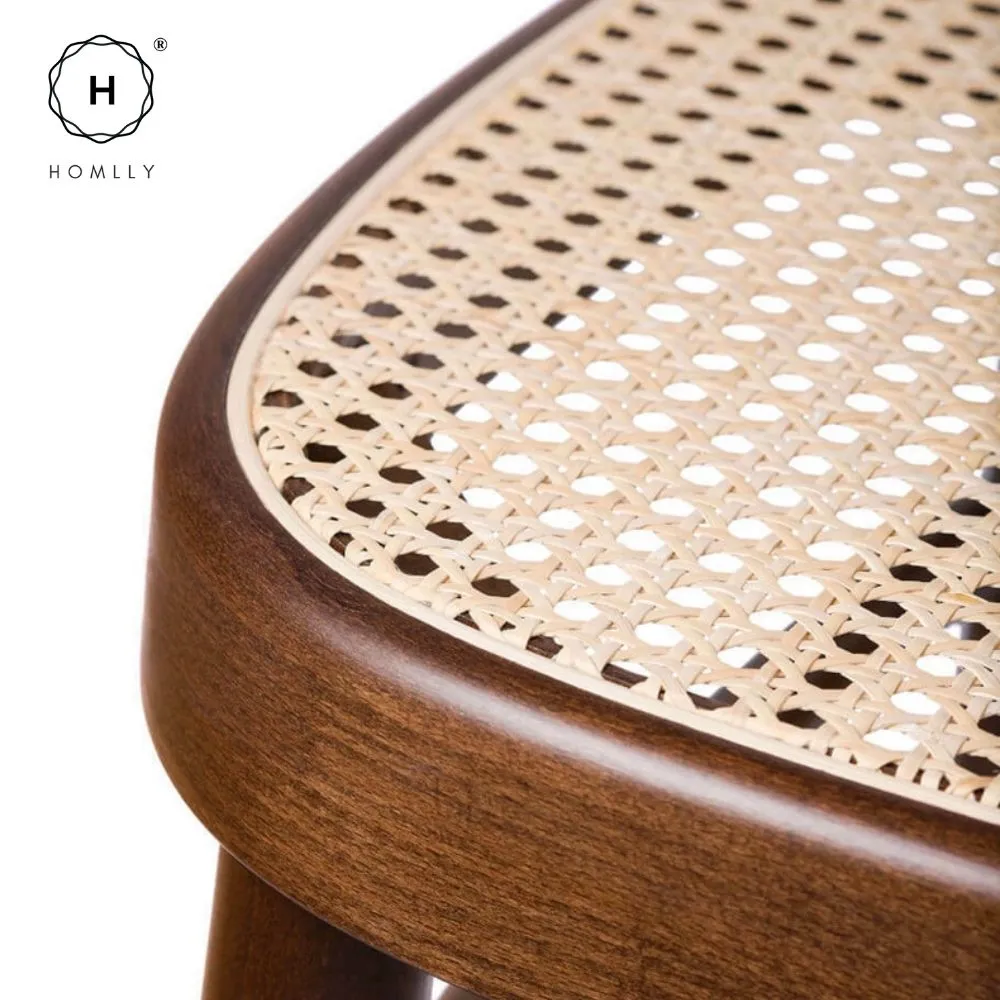 Homlly Natural Rattan Solid Wood Dining Chair