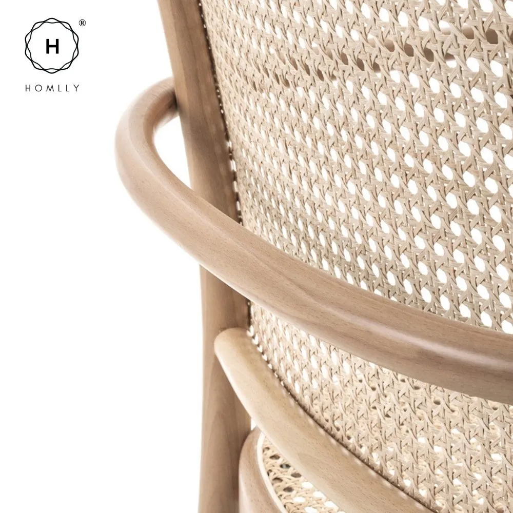 Homlly Natural Rattan Solid Wood Dining Chair