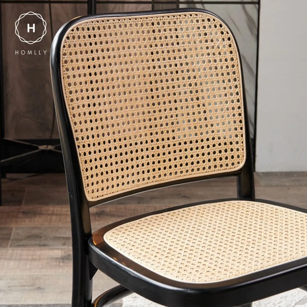 Homlly Natural Rattan Solid Wood Dining Chair