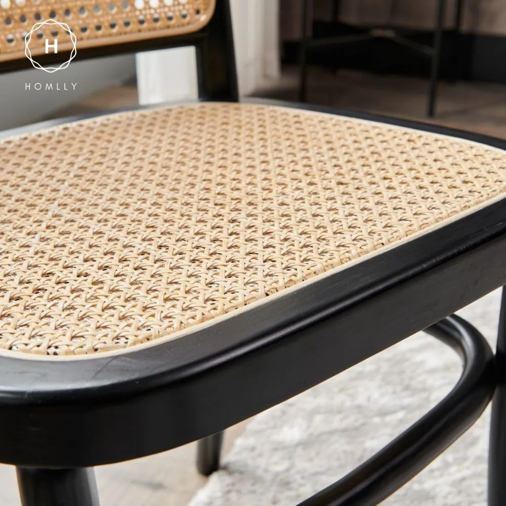Homlly Natural Rattan Solid Wood Dining Chair