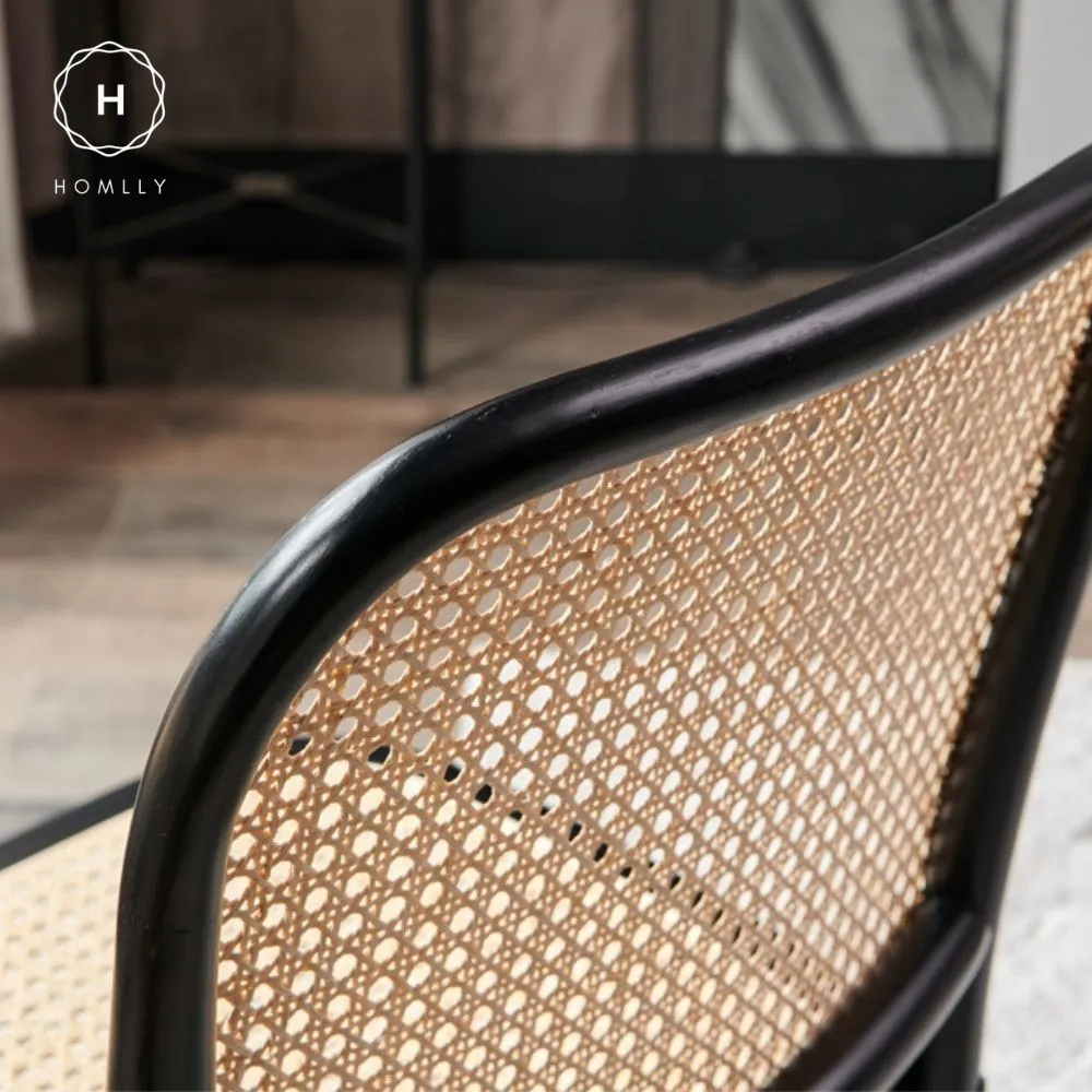 Homlly Natural Rattan Solid Wood Dining Chair
