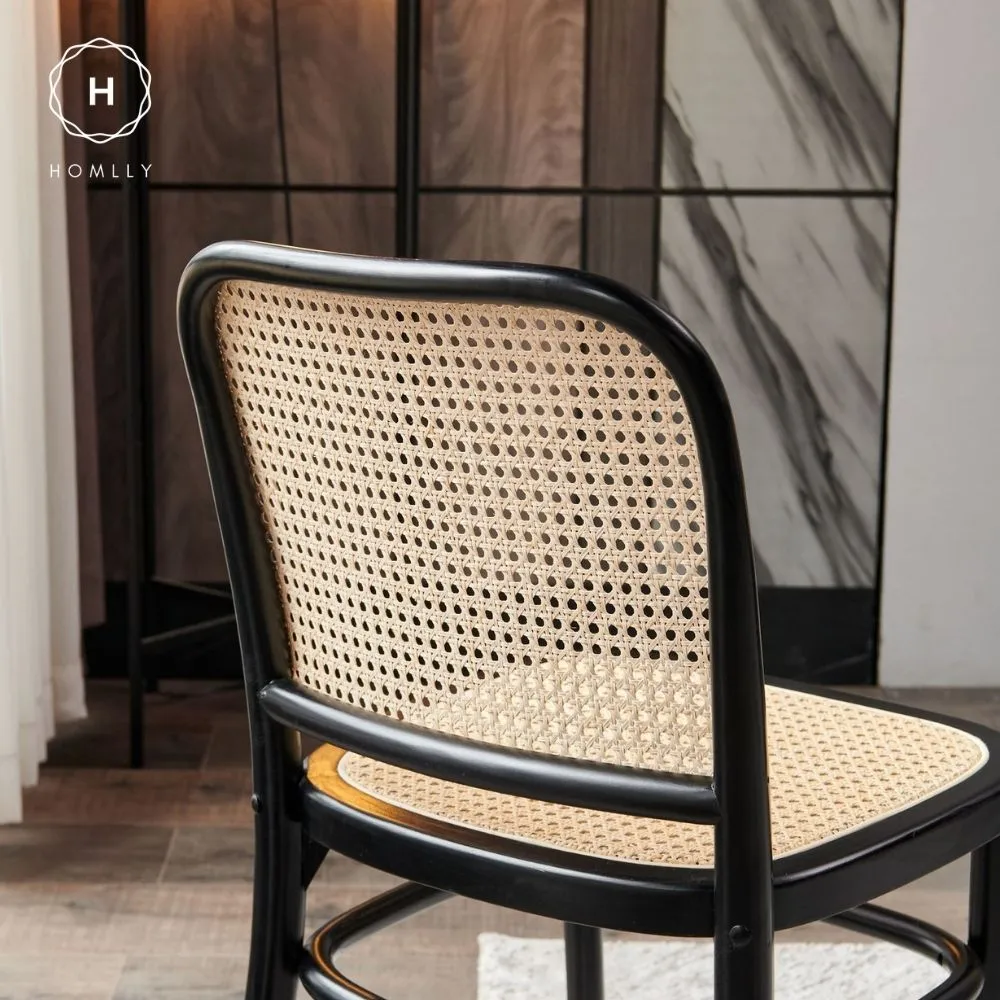 Homlly Natural Rattan Solid Wood Dining Chair