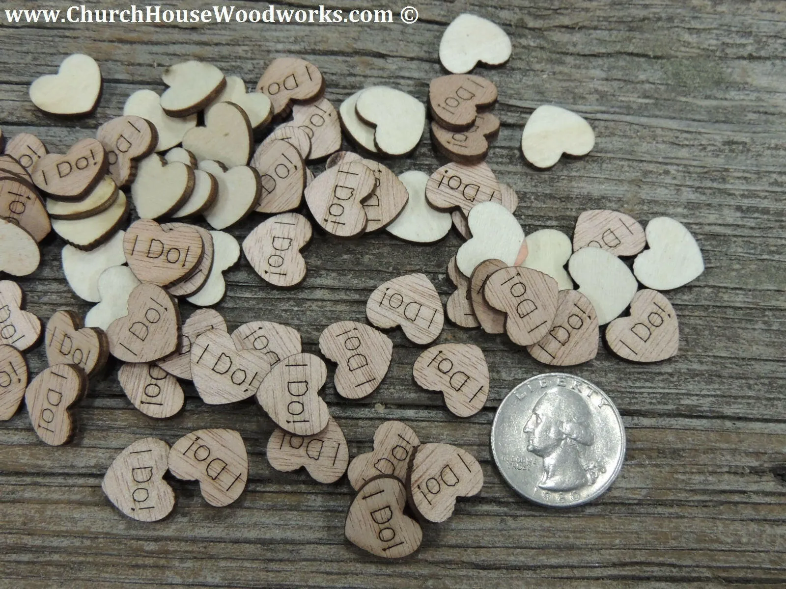 I Do! Wood Hearts - 100 ct - 1/2 inch