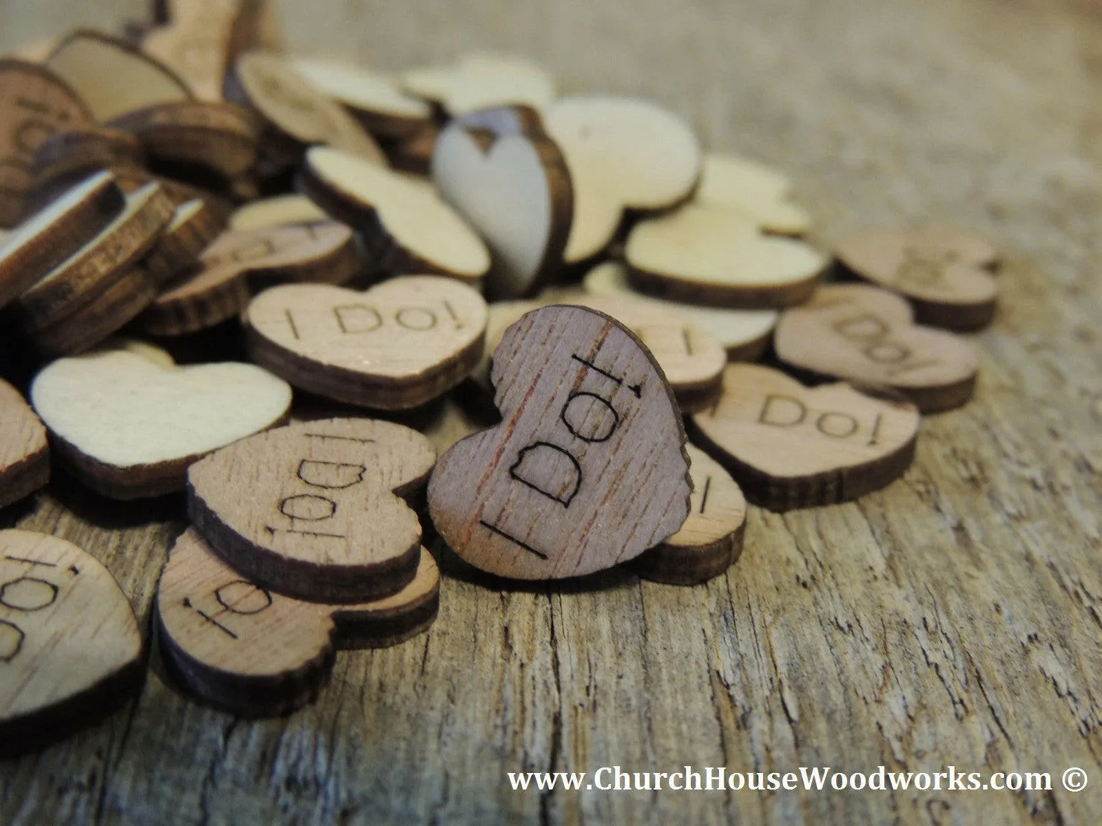 I Do! Wood Hearts - 100 ct - 1/2 inch