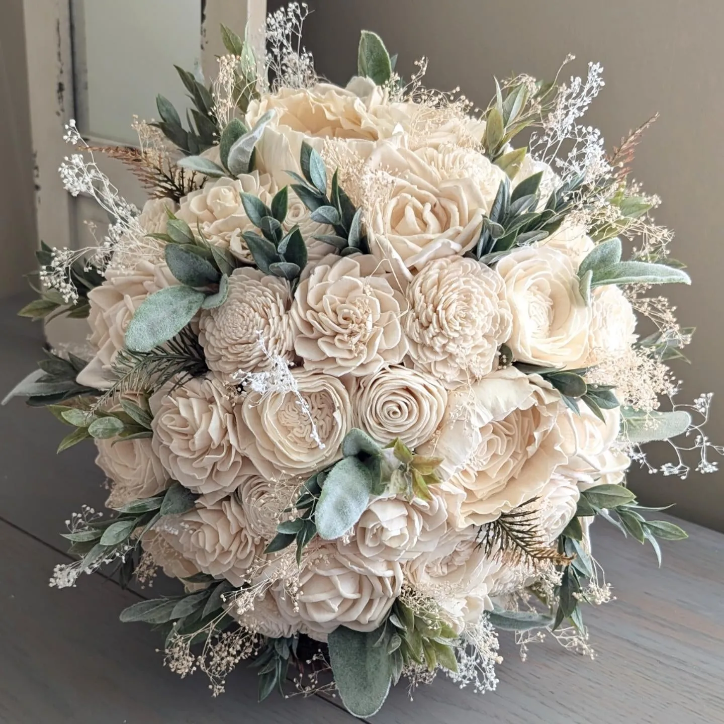 Ivory Bouquet with Mixed Greenery