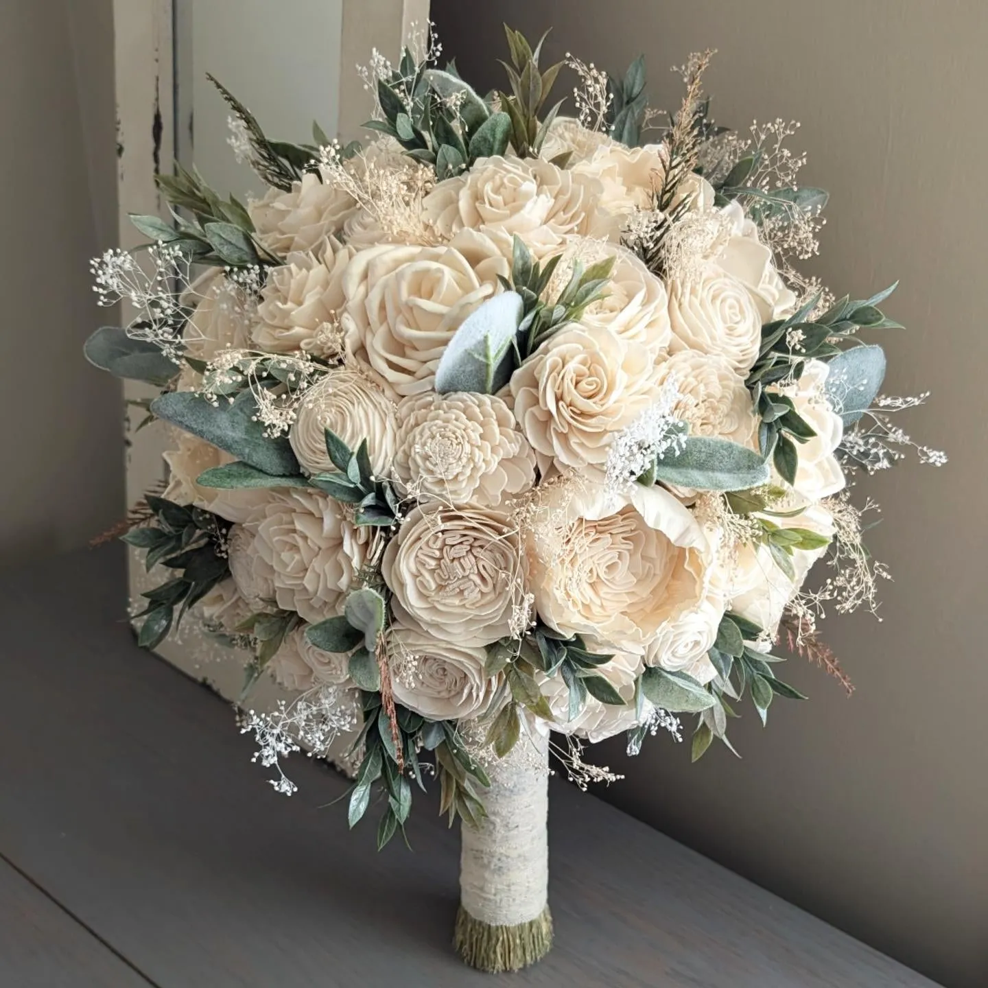 Ivory Bouquet with Mixed Greenery