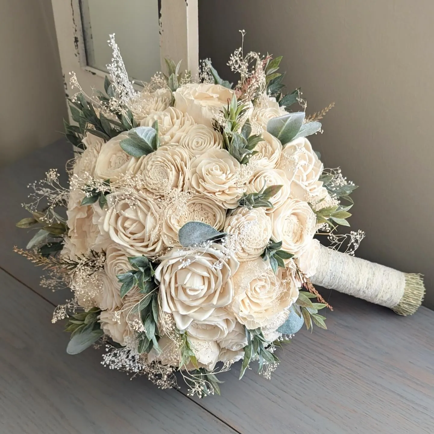 Ivory Bouquet with Mixed Greenery