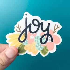 Joy,  Floral Vinyl Sticker