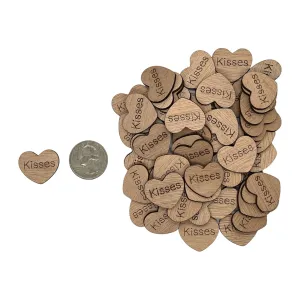 Kisses Wood Hearts - 100 ct - 1 inch
