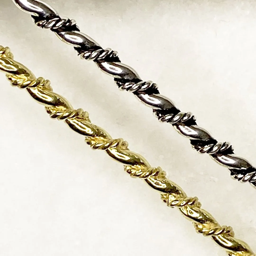 Lariat  - Triple Rope Twist and Arc Ring 14K Gold on Brass Mane Tamer  Hair Pin