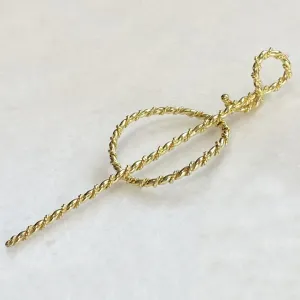 Lariat  - Triple Rope Twist and Arc Ring 14K Gold on Brass Mane Tamer  Hair Pin