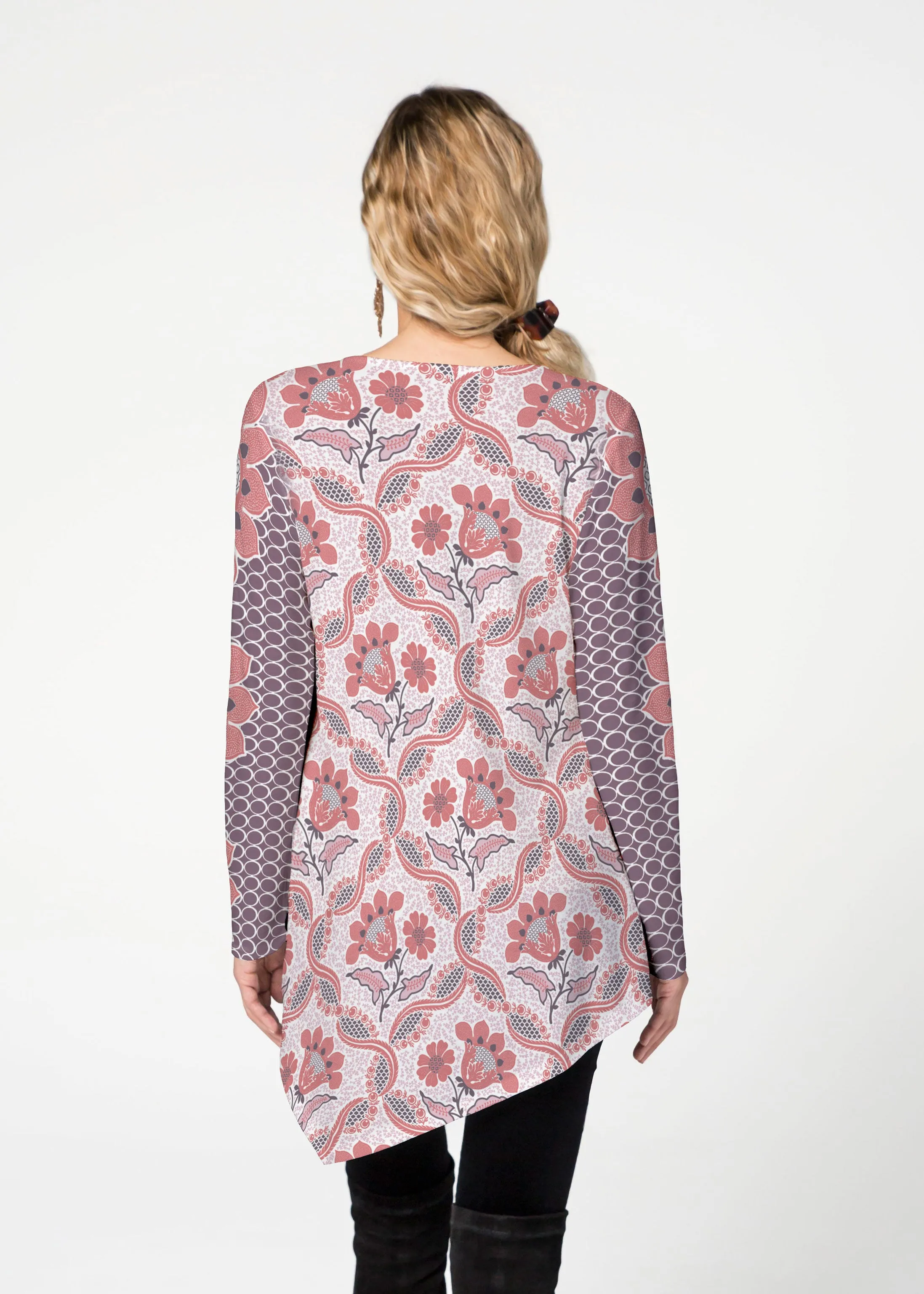 Lattice Floral (7959) ~ Asymmetrical French Terry Tunic
