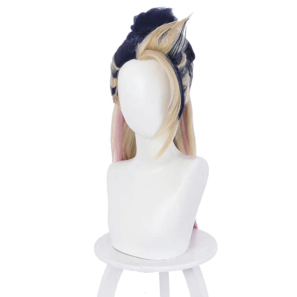 League of Legends LOL KDA Groups Akali Carnival Halloween Party Props The Rogue Assassin Cosplay Wig Heat Resistant Synthetic Hair