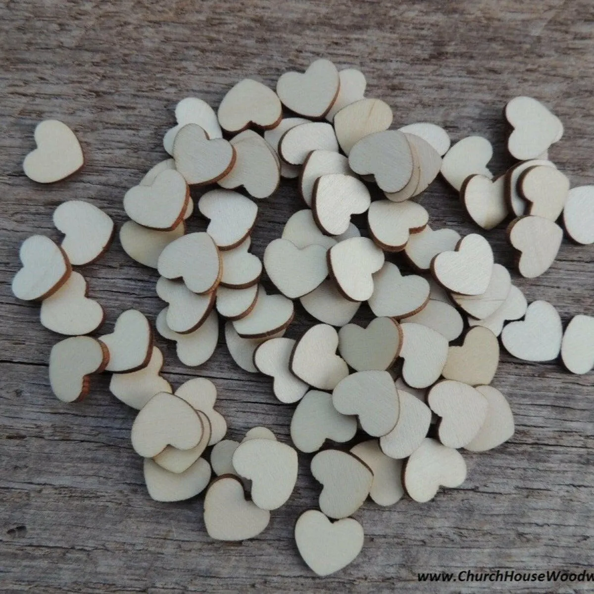 Light Wood Hearts- 100 ct - 1/2 inch