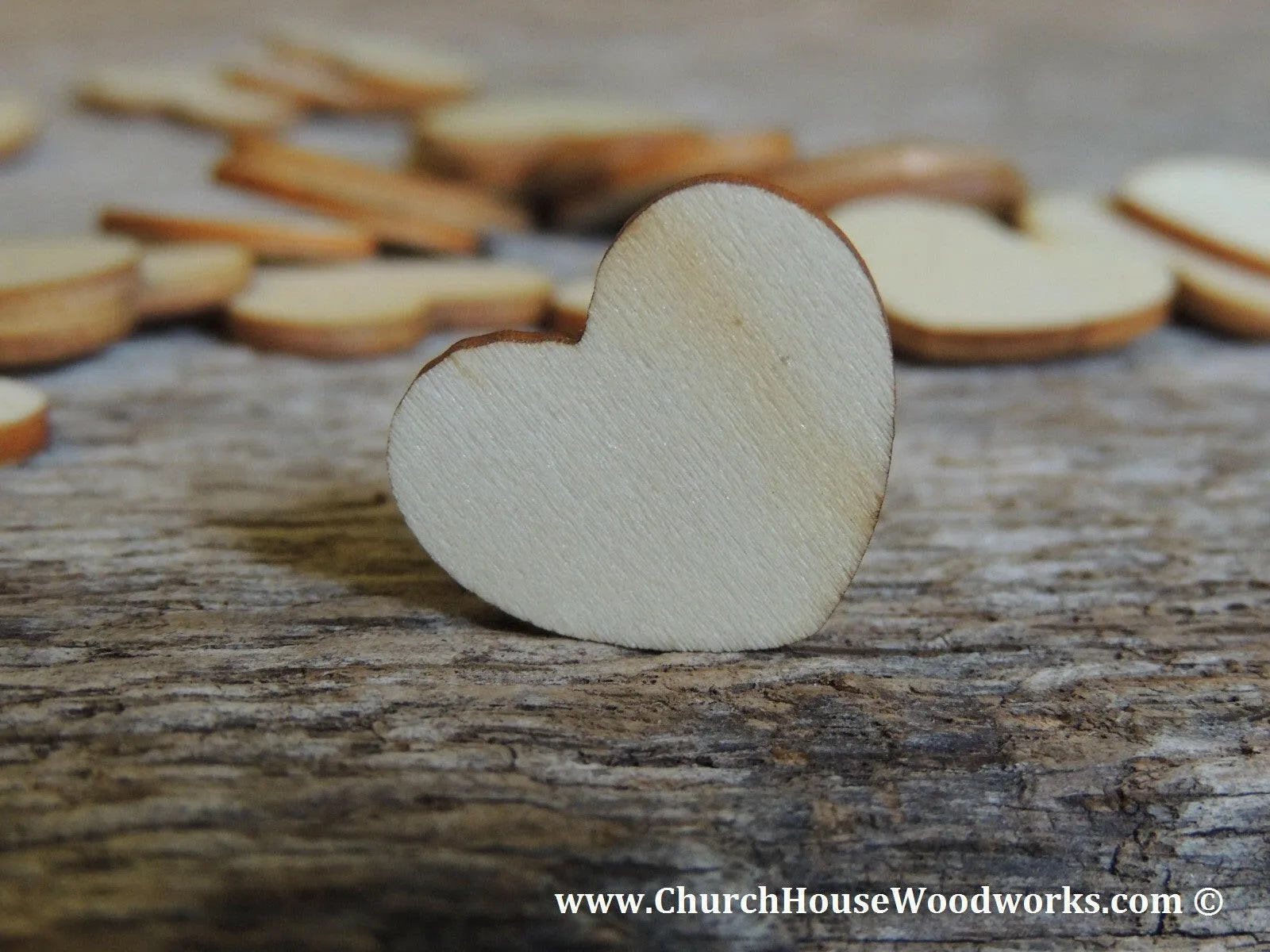 Light Wood Hearts- 100 ct - 1/2 inch