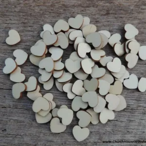 Light Wood Hearts- 100 ct - 1/2 inch