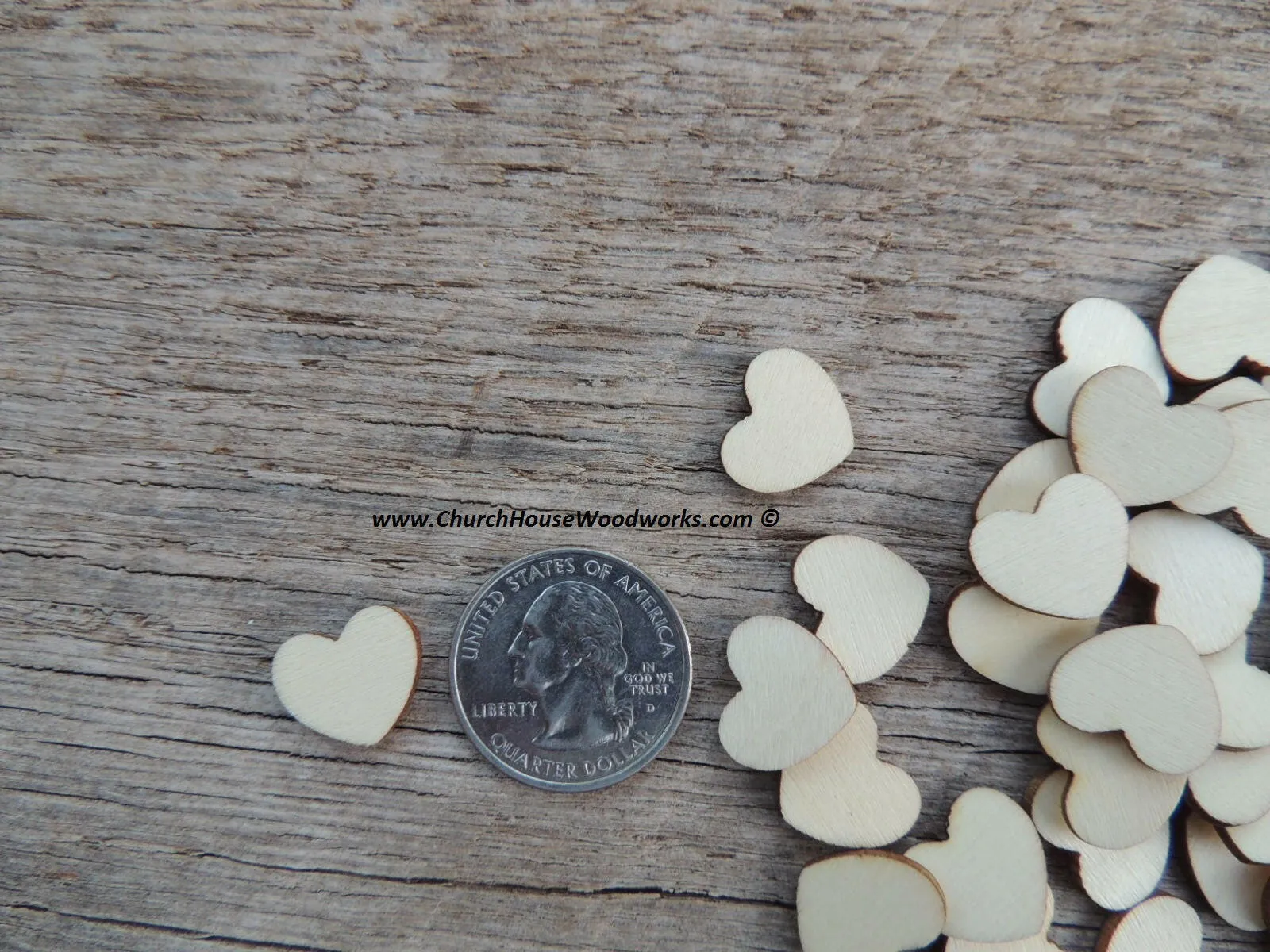 Light Wood Hearts- 100 ct - 1/2 inch