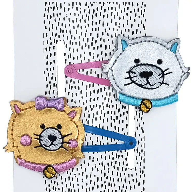 Lily and Momo Hair Clips - Kitty - Silver and Gold