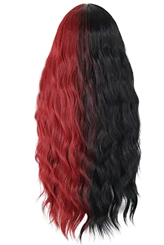 Long Black and Red Body Wavy Wig